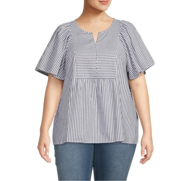 Terra & Sky Women's Plus Size Peplum Woven Top (836) - Picture 1 of 13